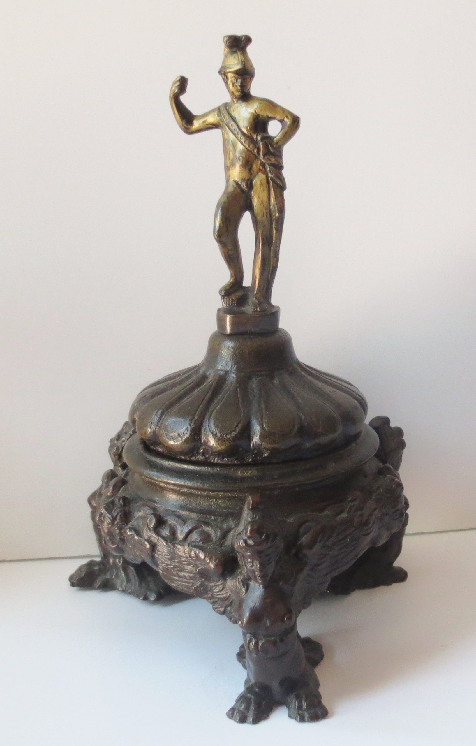 Bronze Ink Well with Figurated Lid , Atelier of Andrea Briosco called Riccio